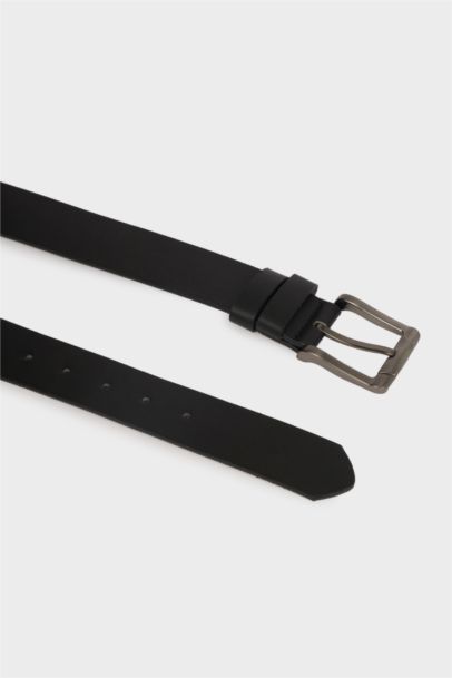 Erkek Dikdörtgen Toka Suni Deri Günlük Kemer