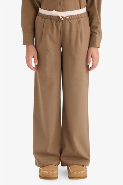 Girl Elastic Waist Wide Leg Trousers