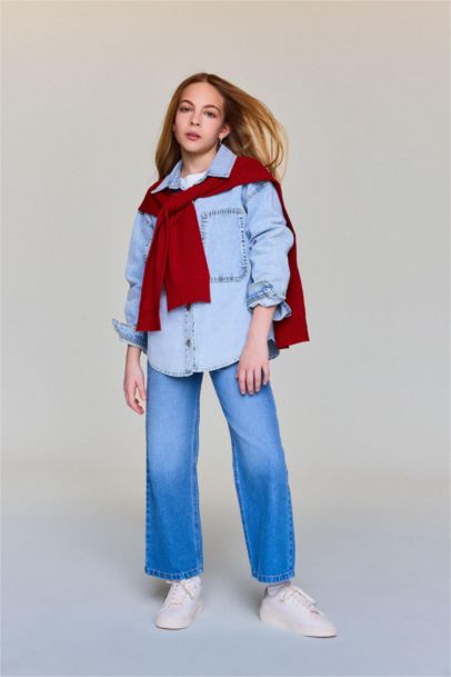 90's Wıde Leg Geniş Paça Jean Pantolon Kız Çocuk