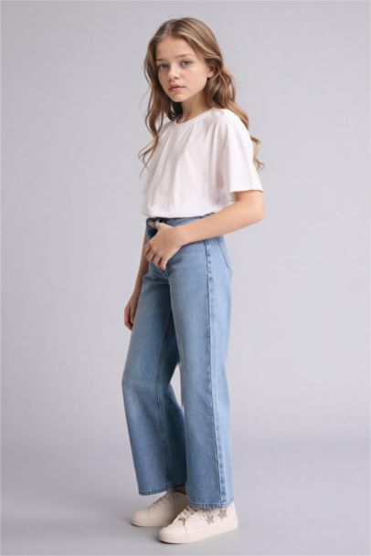 Straıght Wıde Jean Pantolon Kız Çocuk