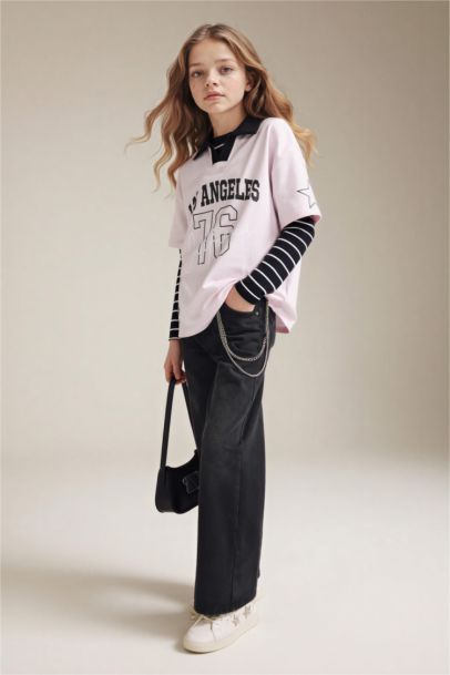 Straıght Wıde Geniş Paça Jean Pantolon Kız Çocuk