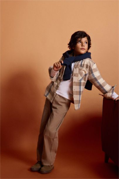 Boy Plaid Shirt and Pants 2 Piece Set