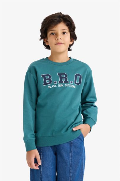 2'li Takım Baskılı Sweatshirt Jean Pantolon Erkek Çocuk