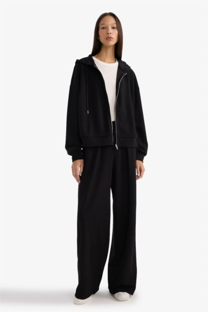 Relax Fit Kapüşonlu Fermuarlı Sweatshirt