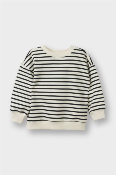 Erkek Bebek Bisiklet Yaka İçi Yumuşak Tüylü 2'li Sweatshirt