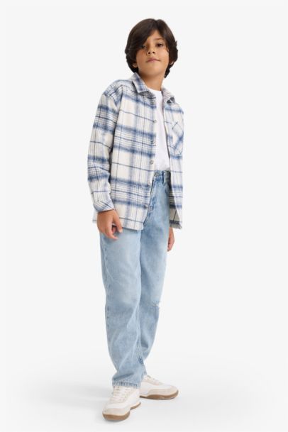 Oversize Fit Plaid Long Sleeve Shirt