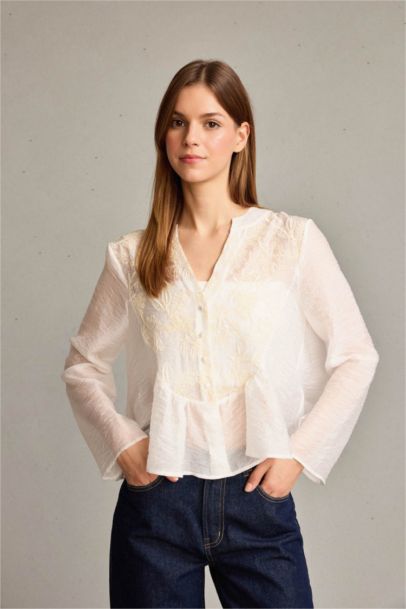 V-Neck Long Sleeve Shirt