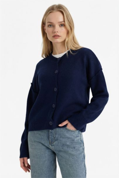 Regular Fit Crew Neck Cardigan