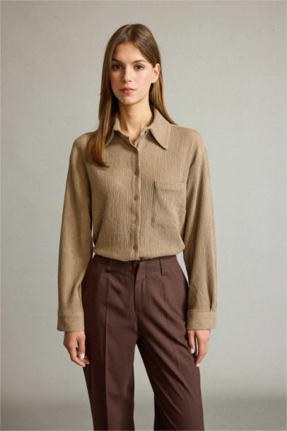 قميص قصة عادية ردن طويل