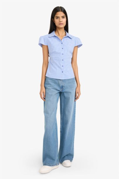 Рубашка с коротким рукавом приталенного кроя в клетку для женщин Coool