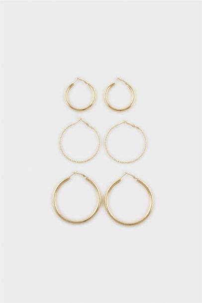 Woman 3 Piece Gold Earrings
