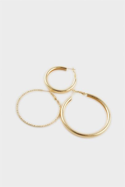 Woman 3 Piece Gold Earrings