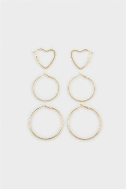 Woman 3 Piece Gold Earrings