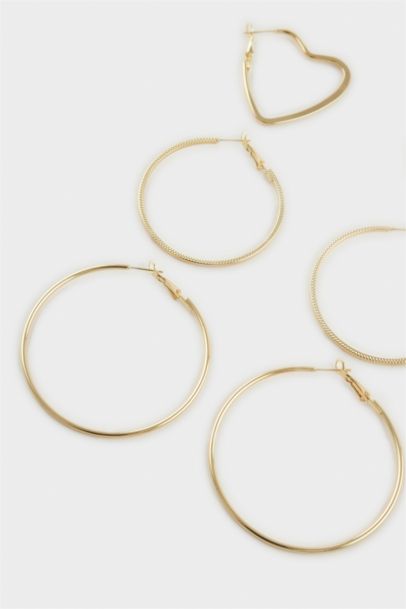 Woman 3 Piece Gold Earrings