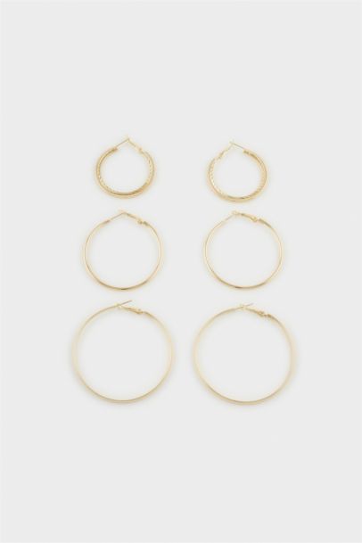 Woman 3 Piece Gold Earrings