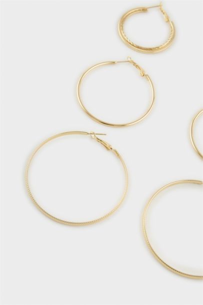 Woman 3 Piece Gold Earrings