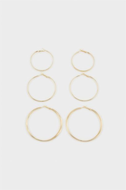 Woman 3 Piece Gold Earrings