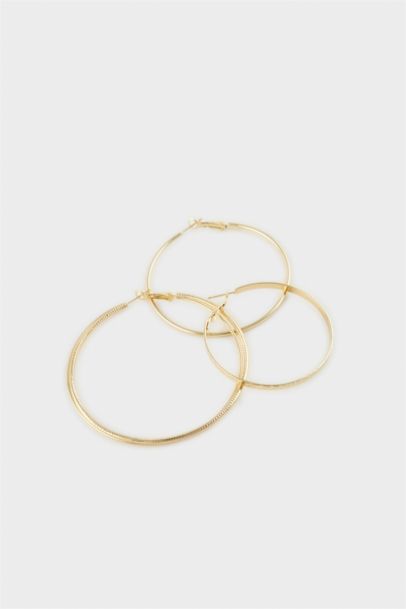 Woman 3 Piece Gold Earrings