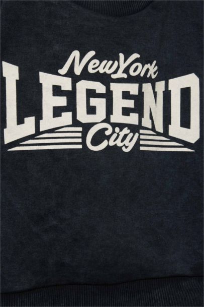 2'li Takım Baskılı Sweatshirt Eşofman Altı Erkek Bebek