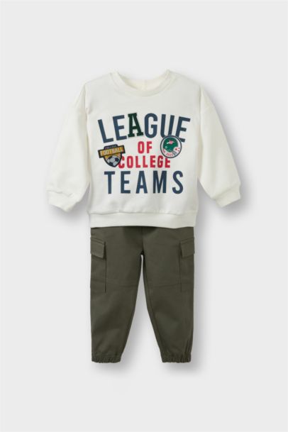 2'li Takım Baskılı Sweatshirt Pantolon Erkek Bebek