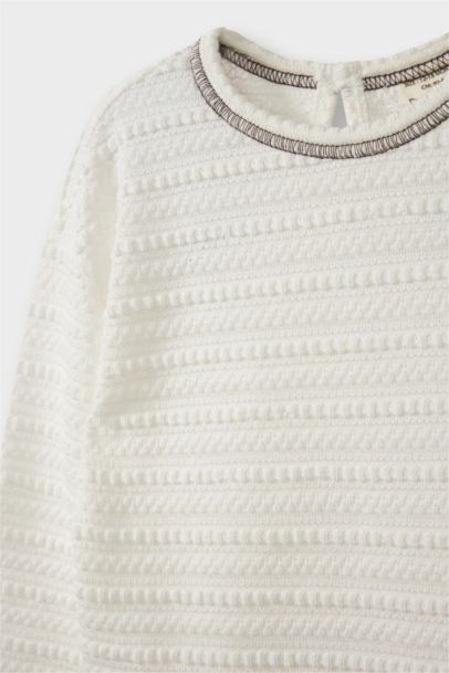 تيشيرت بيبي بناتي ردن طويل محبوك قصة عادية