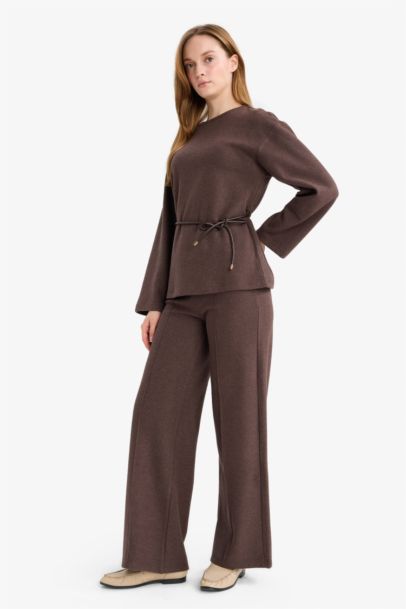 Wide Leg Regular Hem Trousers