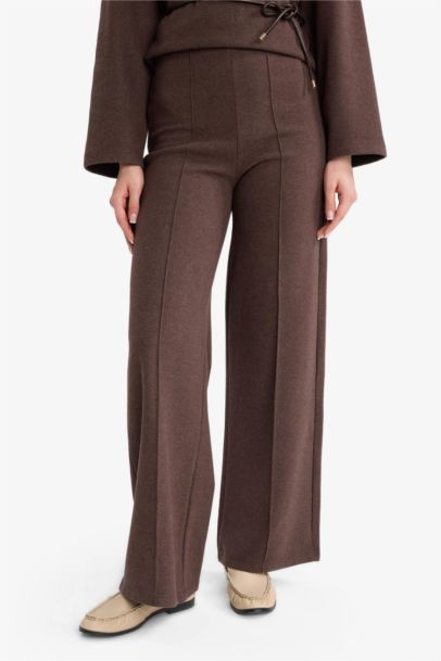 Wide Leg Regular Hem Trousers