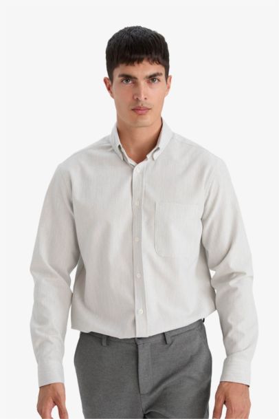 Regular Fit Polo Neck Crinkle Shirt