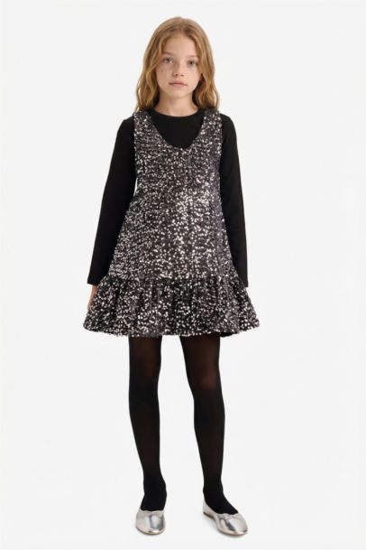 Girl T-Shirt Sequined Dress 2 Piece Set