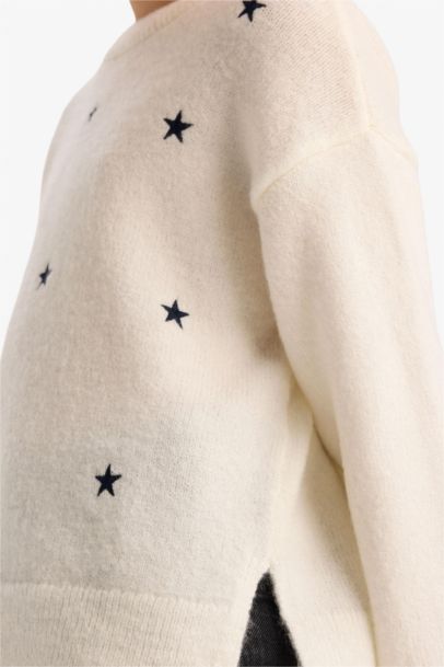 Bisiklet Yaka Nakışlı Kazak Kız Çocuk