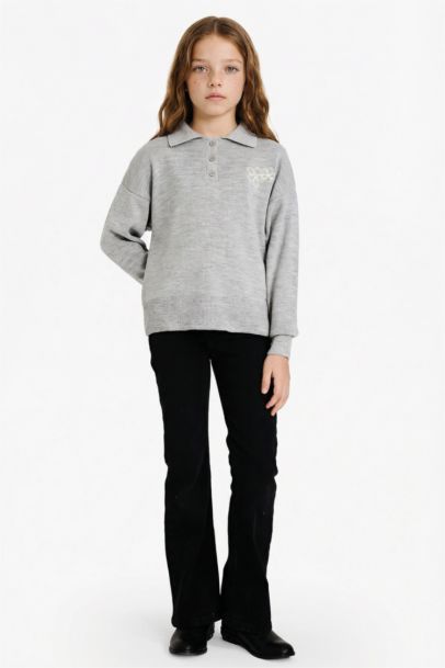 Girl Regular Fit Polo Collar Pullover