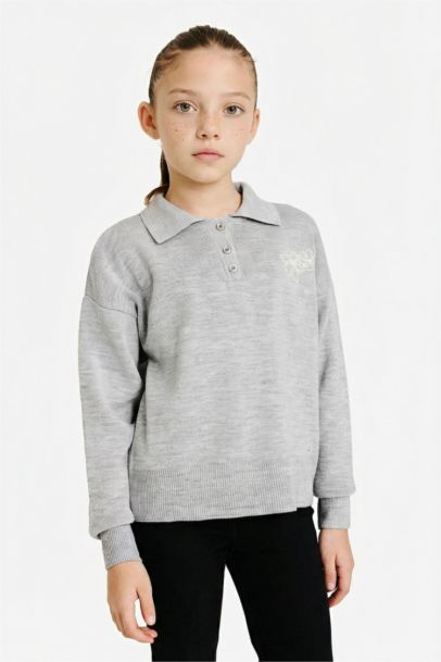 Girl Regular Fit Polo Collar Pullover