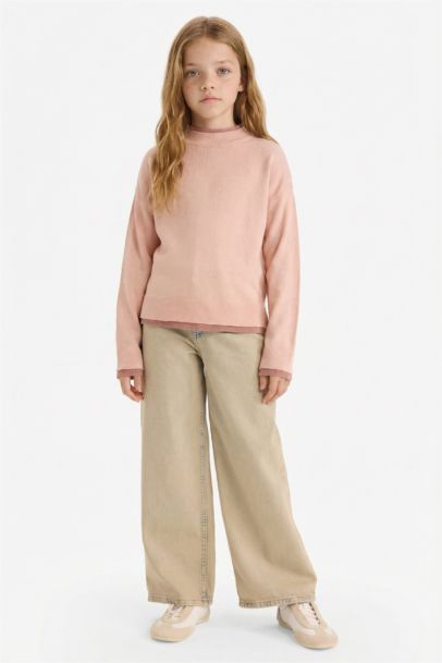 بلوز صوف بناتي قصة عادية بياخة مستديرة