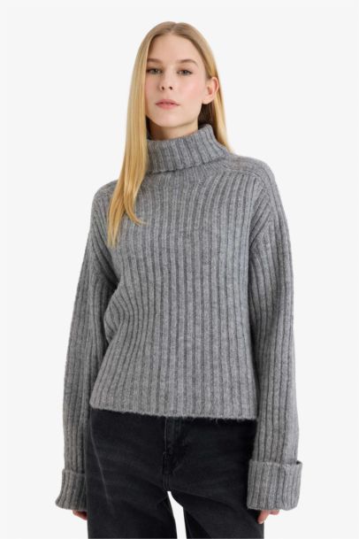Oversize Fit Turtleneck Pullover