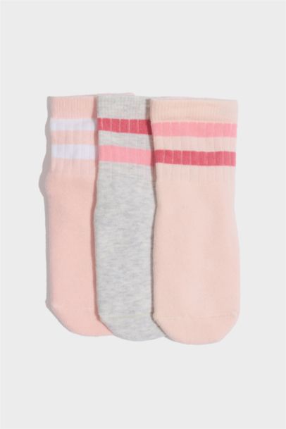 Dikişsiz 3'lü Pamuklu Havlu Çorap Kız Bebek