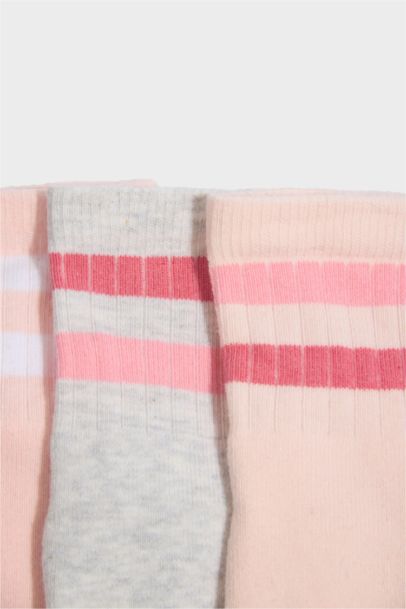 Dikişsiz 3'lü Pamuklu Havlu Çorap Kız Bebek