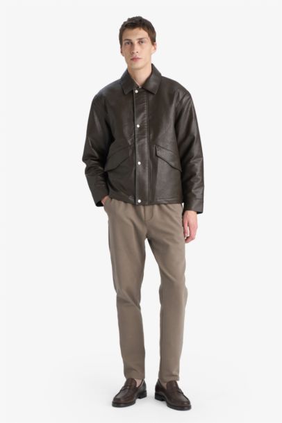 Waterproof Zippered Faux Leather Jacket