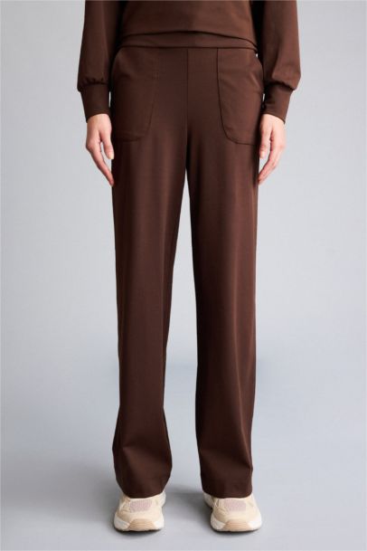 بنطرون بجامة رياضي وايد ليج برجل واسع بجيب