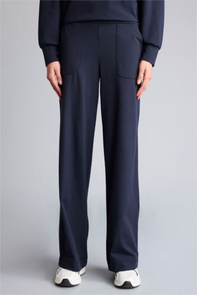 Wide Leg Long Pocketed Sports Pants