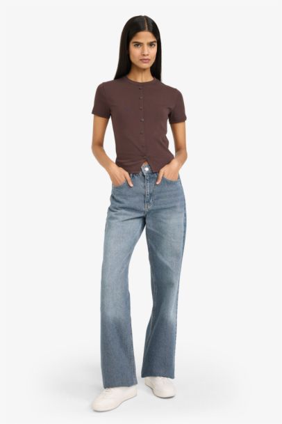 Футболка кашкорсе Fitted в рубчик с круглым вырезом и коротким рукавом