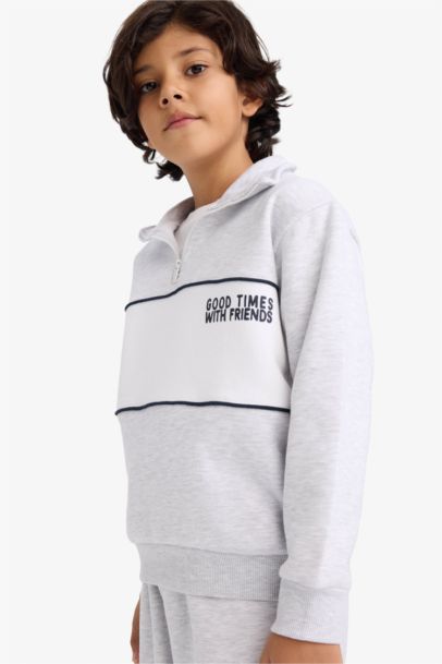 Yarım Fermuarlı İçi Yumuşak Tüylü Sweatshirt Erkek Çocuk