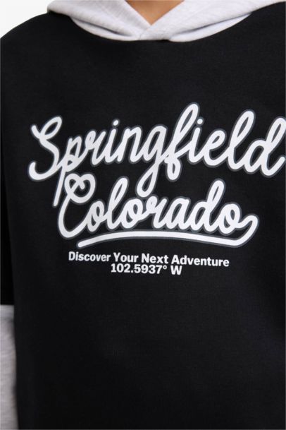 Kapüşonlu Baskılı İçi Yumuşak Tüylü Sweatshirt Erkek Çocuk