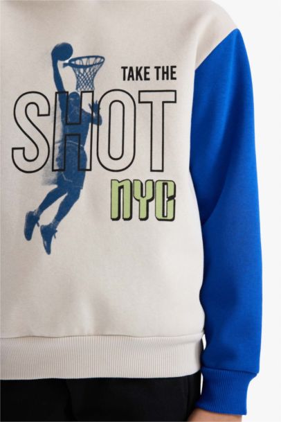 سويت شيرت ولادي قصة عادية بغطاء للرأس وبطانة ناعمة