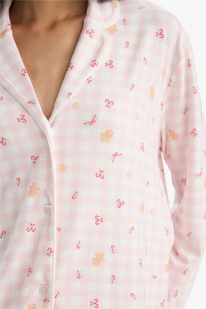 Regular Fit Patterned Top Bottom 2 Piece Pajama Set