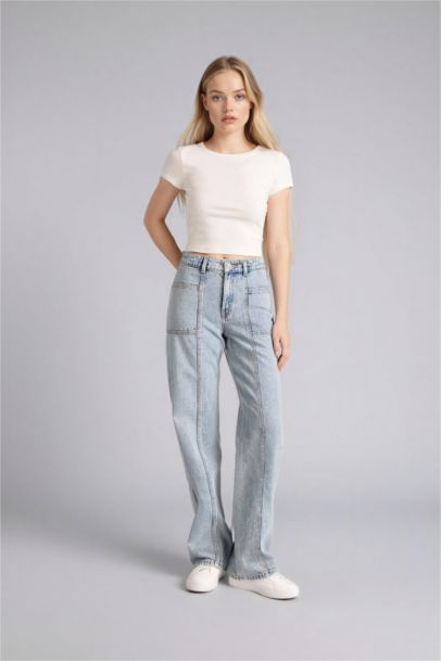 Regular Hem Denim Trousers