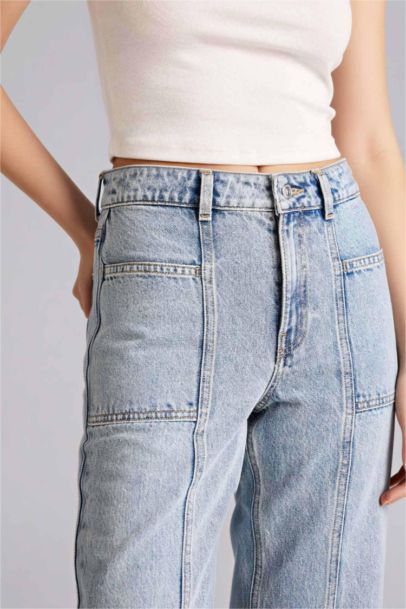 Regular Hem Denim Trousers