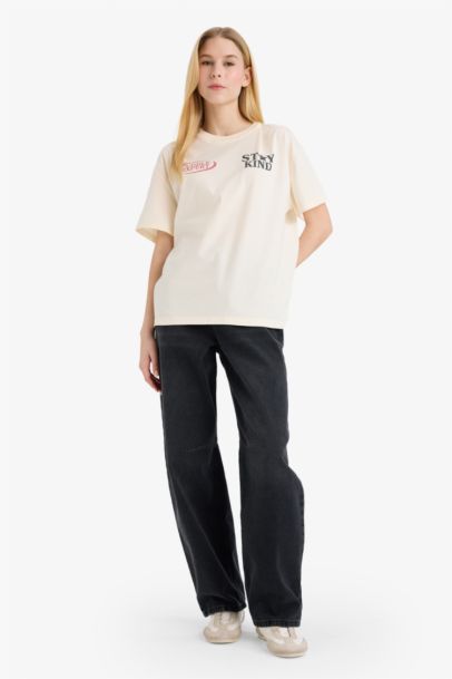 Футболка оверсайз с принтом и коротким рукавом