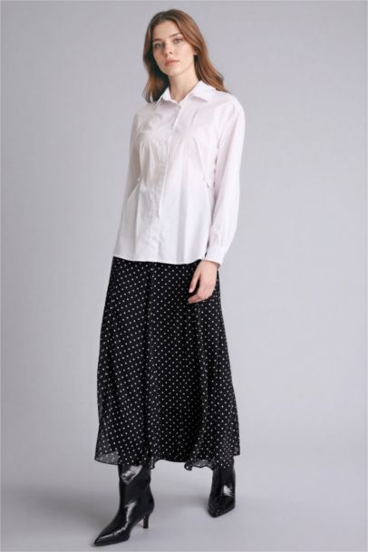 Puantiyeli Şifon Midi Etek