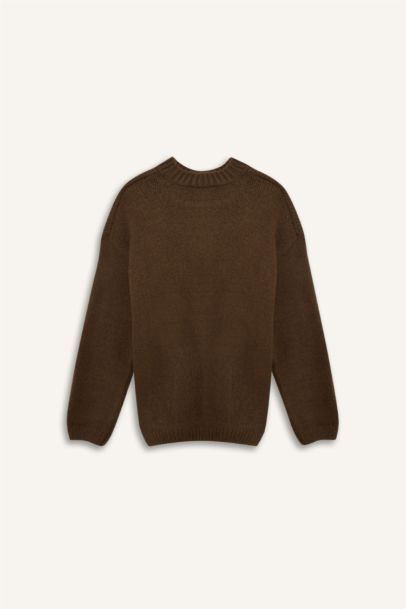 بلوز صوف اوفر سايز بياخة مستديرة