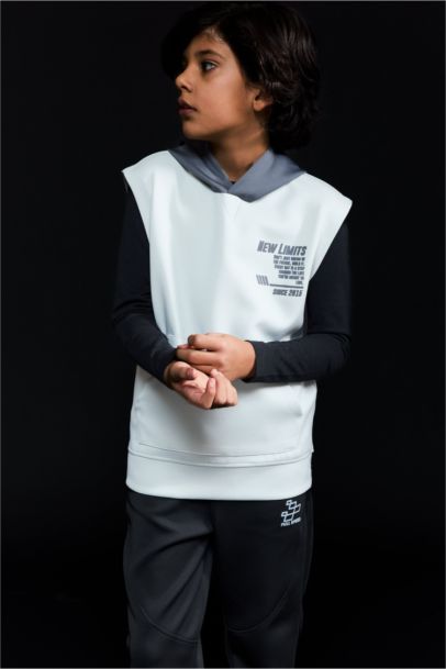 Boy Hooded Printed Scuba Fabric Sweatshirt